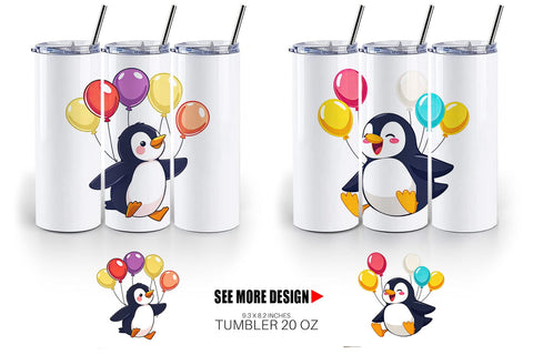 Tumbler Penguin with Balloons Sublimation artnoy 