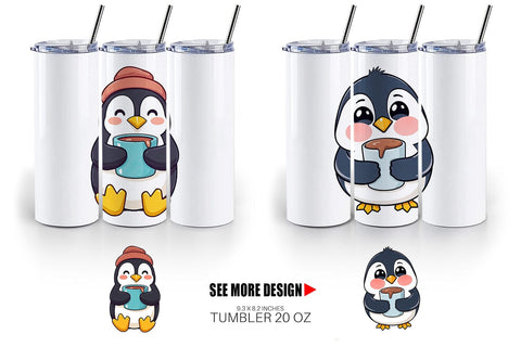 Tumbler Penguin with Hot Cocoa Sublimation artnoy 