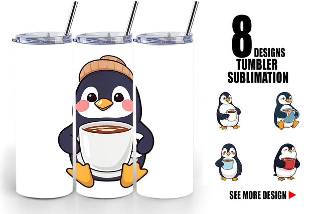 Tumbler Penguin with Hot Cocoa Sublimation artnoy 