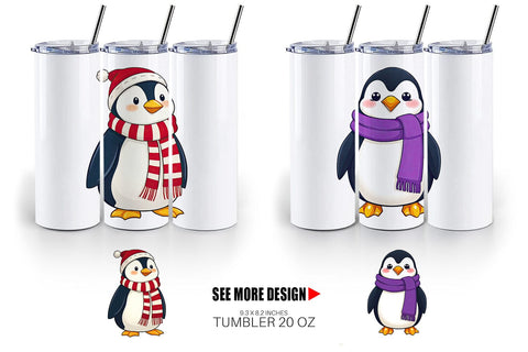 Tumbler Penguin with Scarf Sublimation artnoy 