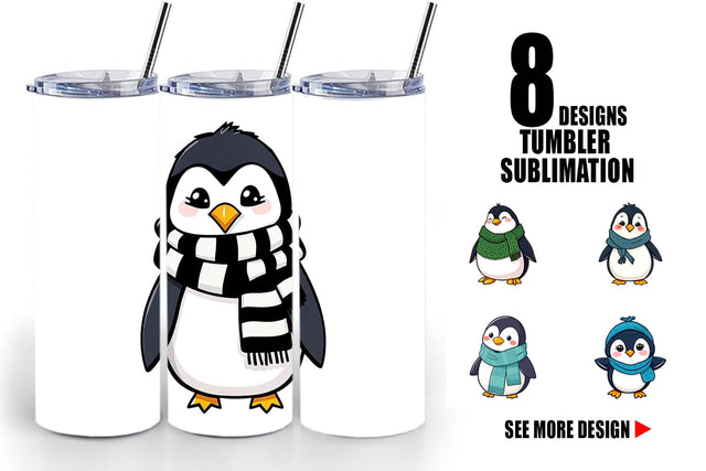Tumbler Penguin with Scarf Sublimation artnoy 