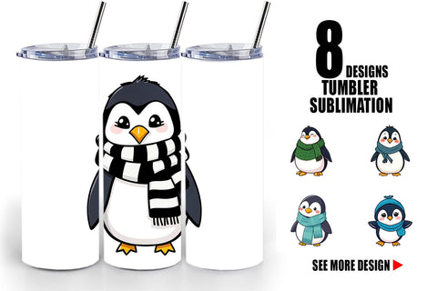 Tumbler Penguin with Scarf Sublimation artnoy 