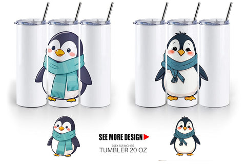 Tumbler Penguin with Scarf Sublimation artnoy 