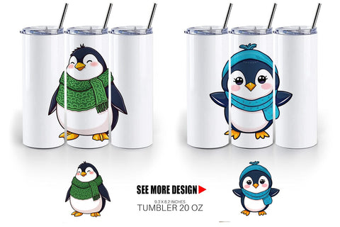 Tumbler Penguin with Scarf Sublimation artnoy 