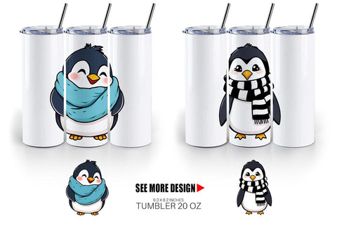 Tumbler Penguin with Scarf Sublimation artnoy 