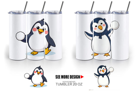 Tumbler Penguin with Snowball Sublimation artnoy 