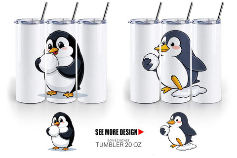 Tumbler Penguin with Snowball Sublimation artnoy 
