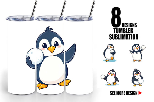 Tumbler Penguin with Snowball Sublimation artnoy 