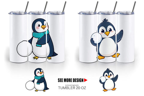 Tumbler Penguin with Snowball Sublimation artnoy 