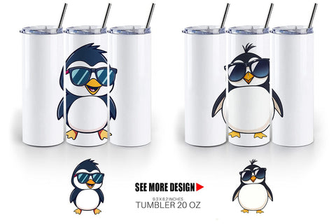 Tumbler Penguin with Sunglasses Sublimation artnoy 
