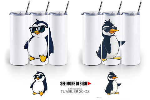 Tumbler Penguin with Sunglasses Sublimation artnoy 