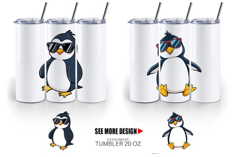 Tumbler Penguin with Sunglasses Sublimation artnoy 