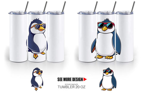 Tumbler Penguin with Sunglasses Sublimation artnoy 