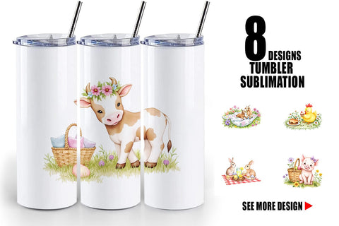 Tumbler Picnic with Farm Animal Sublimation artnoy 