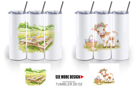 Tumbler Picnic with Farm Animal Sublimation artnoy 