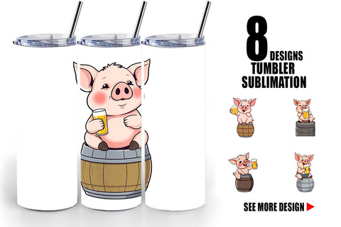 Tumbler Pig Beer Day Sublimation artnoy 