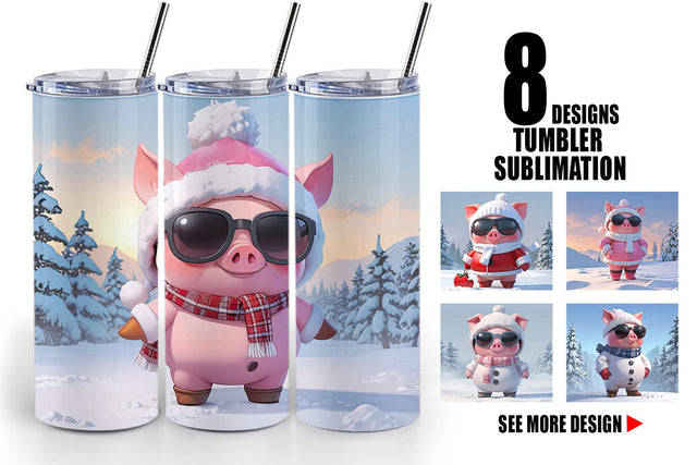 Tumbler Pig Christmas Sublimation artnoy 