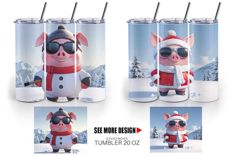 Tumbler Pig Christmas Sublimation artnoy 