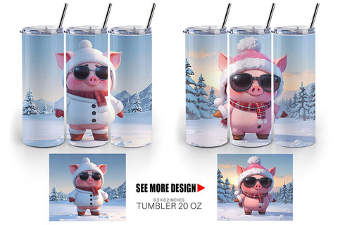 Tumbler Pig Christmas Sublimation artnoy 