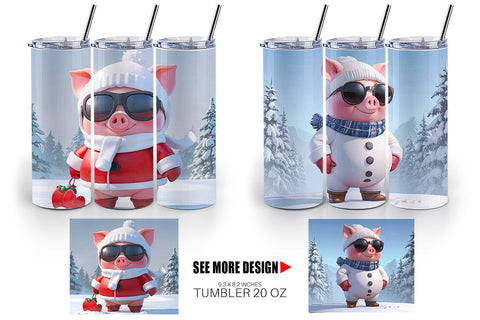 Tumbler Pig Christmas Sublimation artnoy 