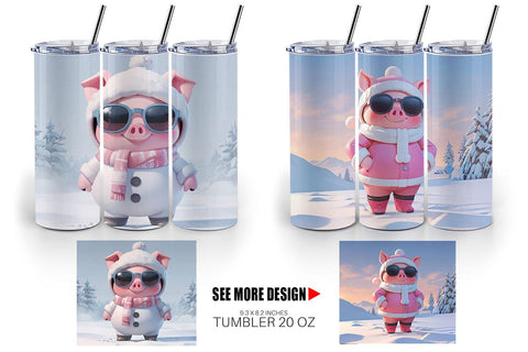 Tumbler Pig Christmas Sublimation artnoy 
