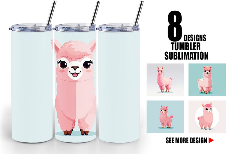 Tumbler Pink Alpaca Valentine Sublimation artnoy 