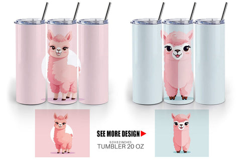 Tumbler Pink Alpaca Valentine Sublimation artnoy 