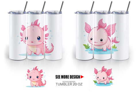 Tumbler Pink Axolotl Valentine Sublimation artnoy 