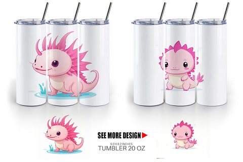 Tumbler Pink Axolotl Valentine Sublimation artnoy 