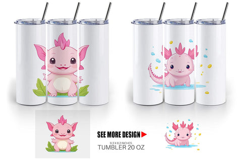 Tumbler Pink Axolotl Valentine Sublimation artnoy 