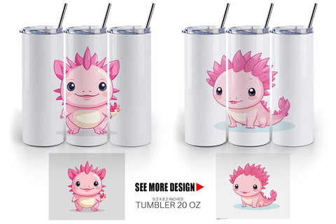 Tumbler Pink Axolotl Valentine Sublimation artnoy 
