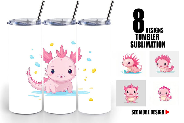 Tumbler Pink Axolotl Valentine Sublimation artnoy 