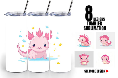 Tumbler Pink Axolotl Valentine Sublimation artnoy 