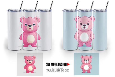 Tumbler Pink Bear Valentine Sublimation artnoy 