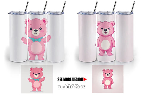 Tumbler Pink Bear Valentine Sublimation artnoy 