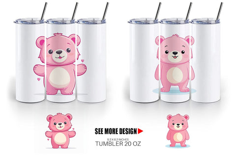 Tumbler Pink Bear Valentine Sublimation artnoy 