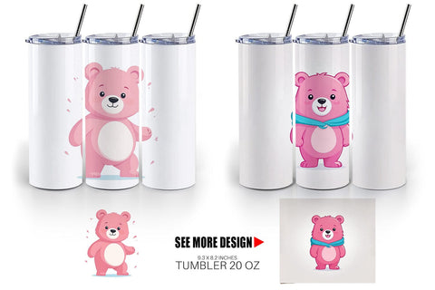 Tumbler Pink Bear Valentine Sublimation artnoy 