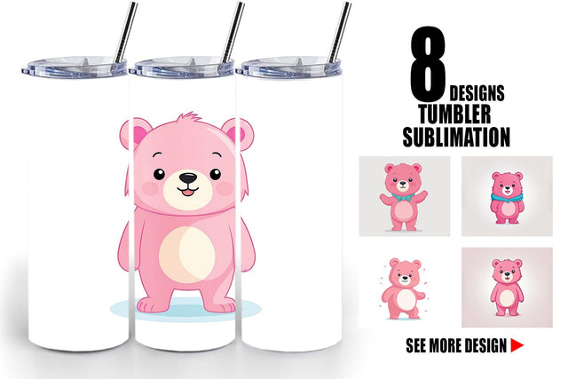 Tumbler Pink Bear Valentine Sublimation artnoy 