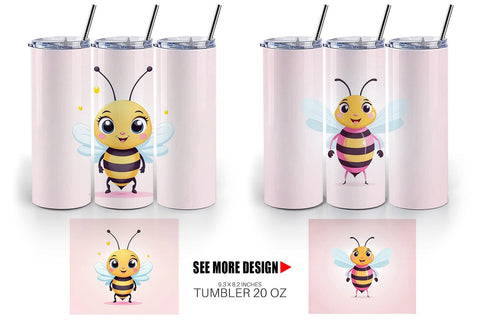 Tumbler Pink Bee Valentine Sublimation artnoy 