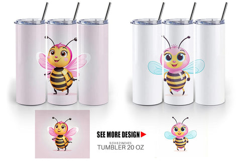 Tumbler Pink Bee Valentine Sublimation artnoy 