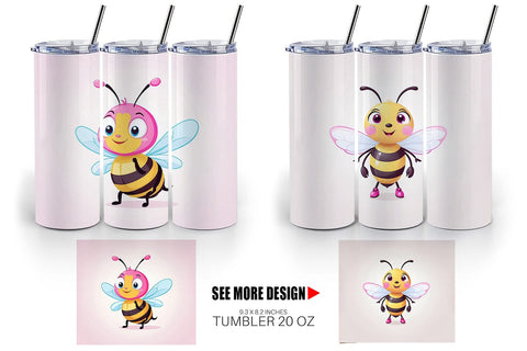 Tumbler Pink Bee Valentine Sublimation artnoy 