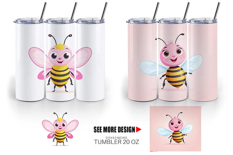 Tumbler Pink Bee Valentine Sublimation artnoy 