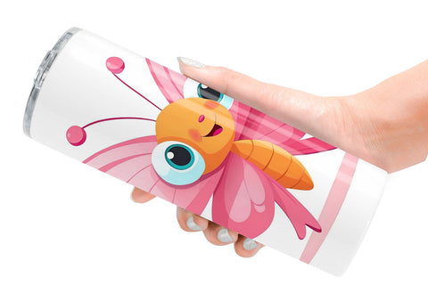 Tumbler Pink Butterfly Valentine Sublimation artnoy 