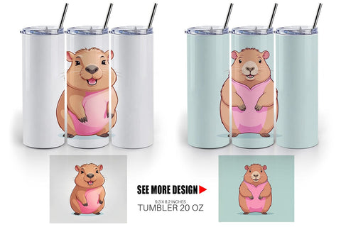 Tumbler Pink Capybara Valentine Sublimation artnoy 