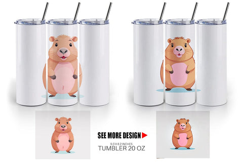 Tumbler Pink Capybara Valentine Sublimation artnoy 