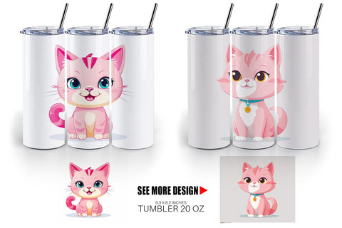 Tumbler Pink Cat Valentine Sublimation artnoy 