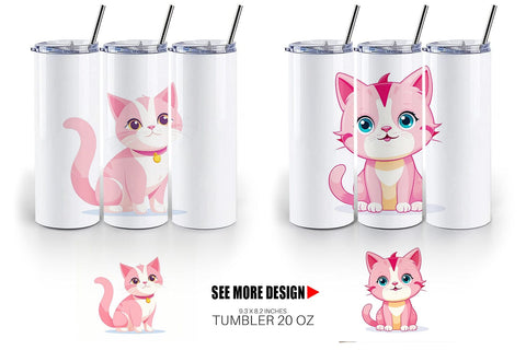 Tumbler Pink Cat Valentine Sublimation artnoy 