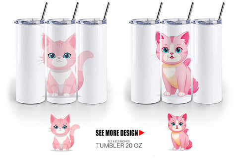 Tumbler Pink Cat Valentine Sublimation artnoy 