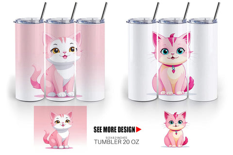 Tumbler Pink Cat Valentine Sublimation artnoy 