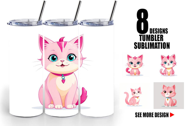 Tumbler Pink Cat Valentine Sublimation artnoy 